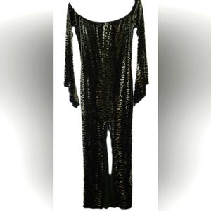 VINTAGE Black and Silver Tiger Stripe Gown LARGE / LIKE NEW